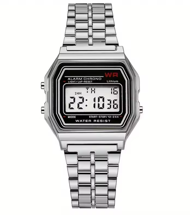 F91W Non-Waterproof Steel Band Watch For Women, Men, Business Clock, Multi-Functional LED Digital Sports Watch, Electronic Clock